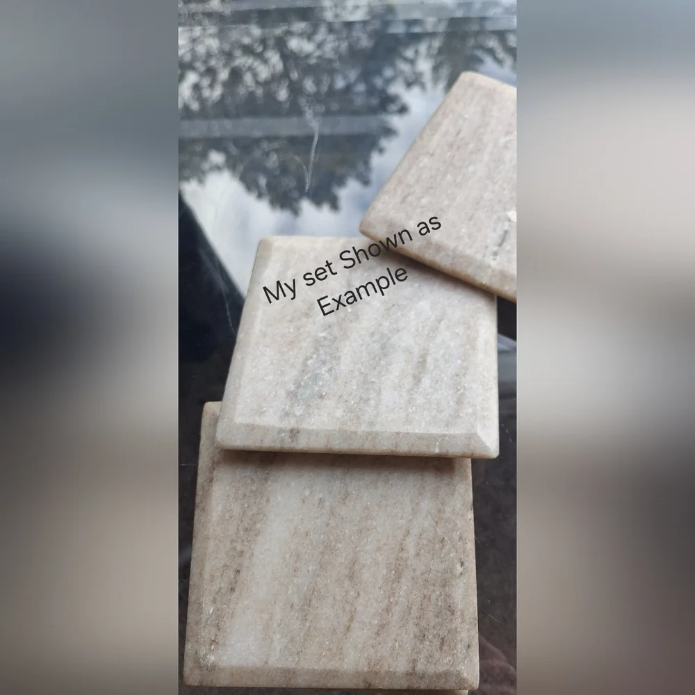 Natural Stone Marble Coaster Set Of 4